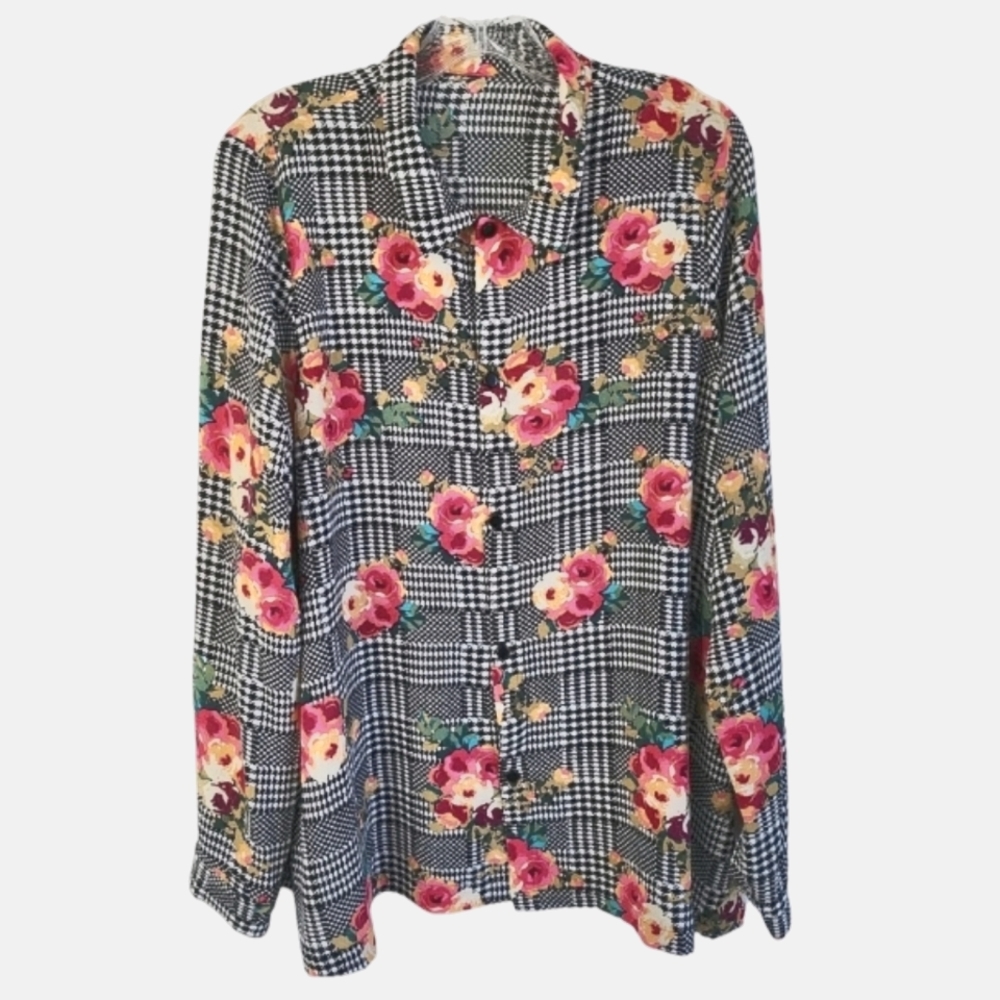 Floral Checkered Button Down Shirt